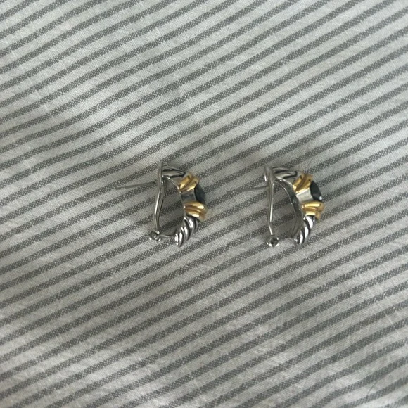 Vintage 2-tone Renaissance Revival Design Pierced Earrings - Picture 2 of 4